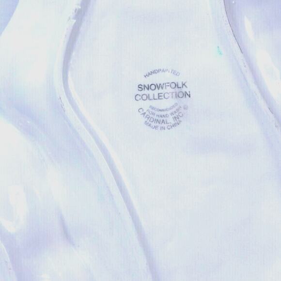 Vintage Huge Holiday Snowman Ceramic Serving Tray 16" by Cardinal Hand Painted - Picture 8 of 8